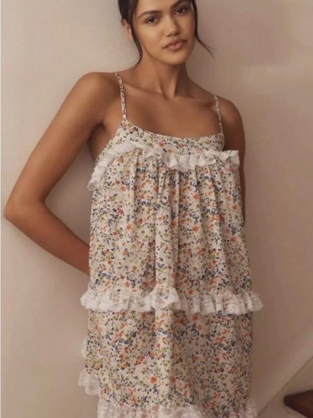 By Anthropologie Lace-Trim
Ruffle Mini Nap Dress